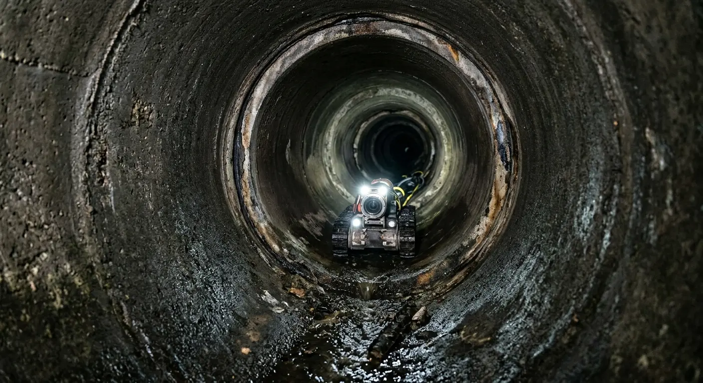 Robotic sewer camera inspecting pipe interior for Drain Snake Service in McCook